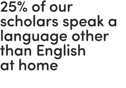 25% of our scholars speak a language other than English at home