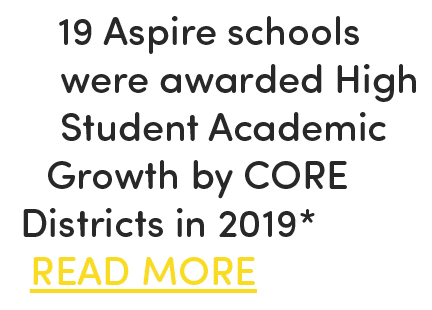 19 Aspire schools were awarded High Student Academic Growth by CORE Districts in 2019* READ MORE