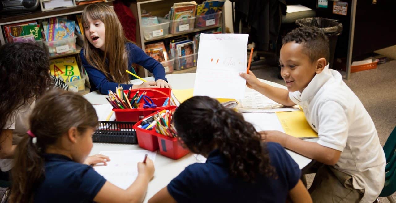 Aspire Rosa Parks Academy students at a table