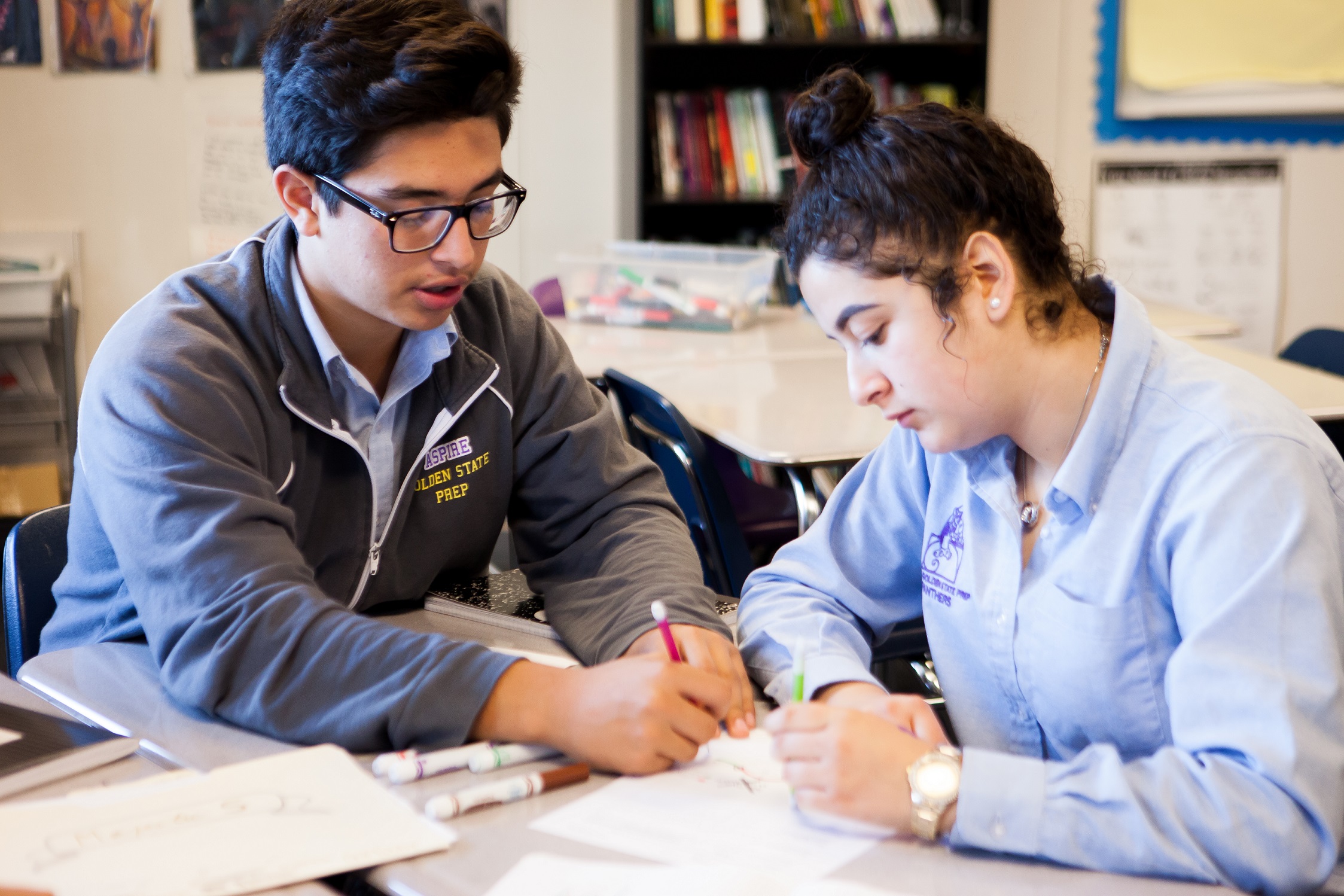 Aspire Students Collaborating At A Desk Aspire Public Schools