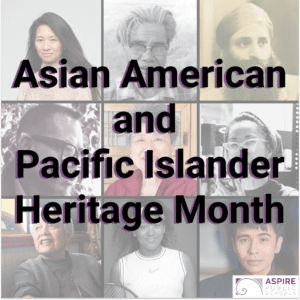 decorative collage of aapi figures